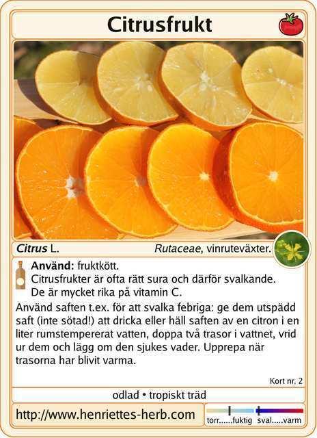 Örtkort 02.2017: Citrusfrukt.